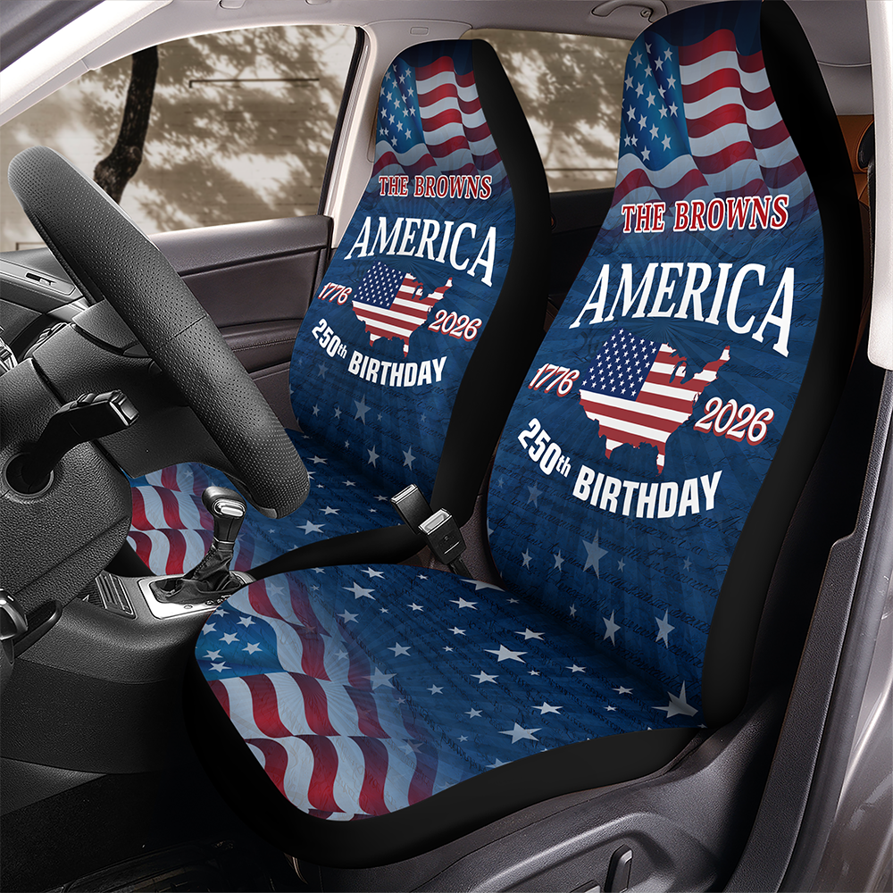 Custom Name US 250 Birthday 1776-2026 Car Seat Cover HO82 901990