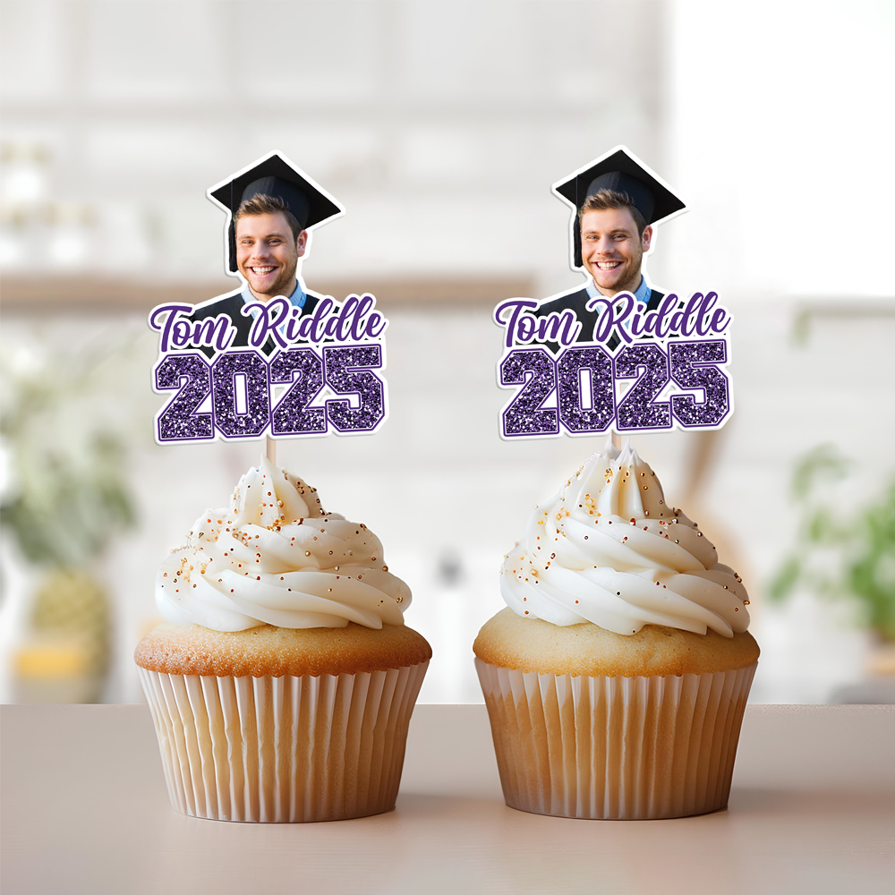 Custom Photo Class of 2025 Graduation Decoration Cupcake Toppers HA75 891996