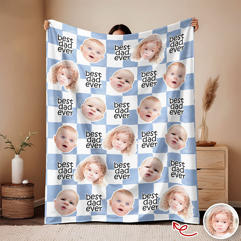 Custom Baby Face Best Dad, Mom Ever Personalized Gift for Parents Blanket HA75 921480
