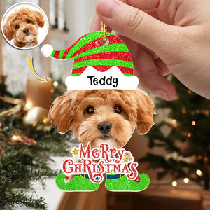 Custom Dog Photo Merry Christmas Acrylic Ornament Gift For Pet Lovers HO82 894828