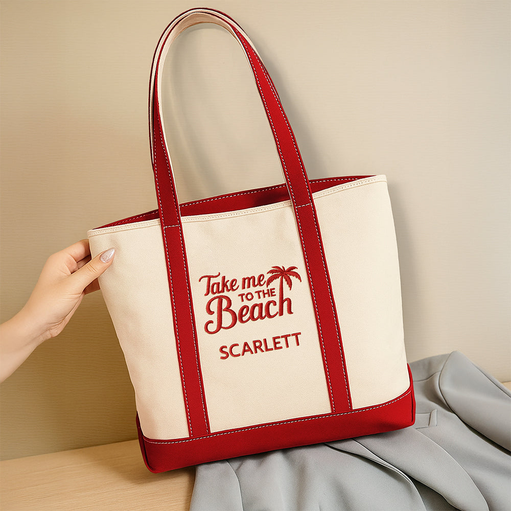 Personalized Take Me To The Beach Embroidered Monogram Beach Bag HO82 894250