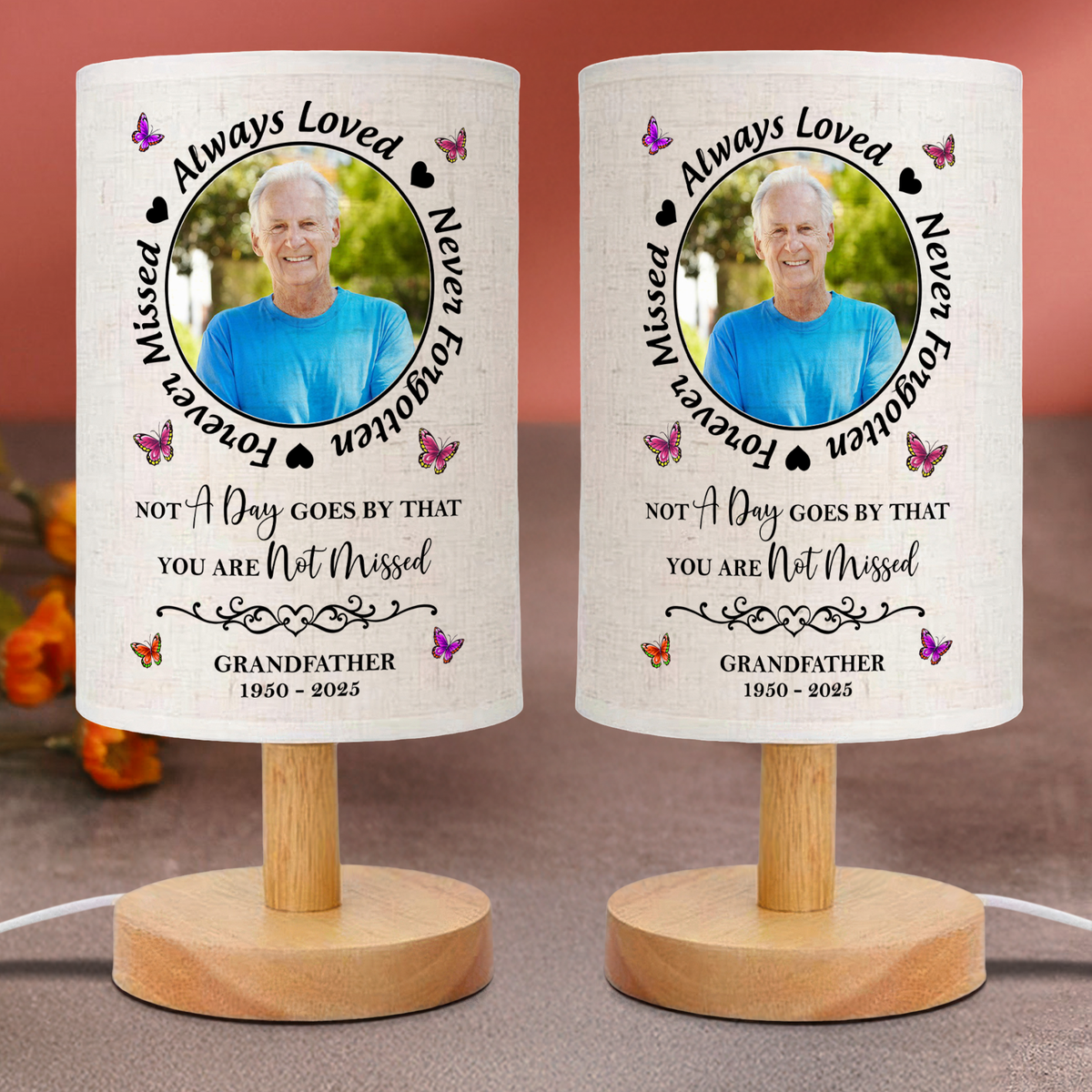 Custom Photo Always In Our Thoughts Memorial Fabric Lamp HA75 892358