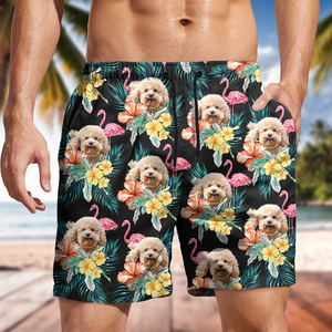 Custom Funny Photo Dog Flamingo Beach Short Summer Gift For Dog Lovers HA75 892454