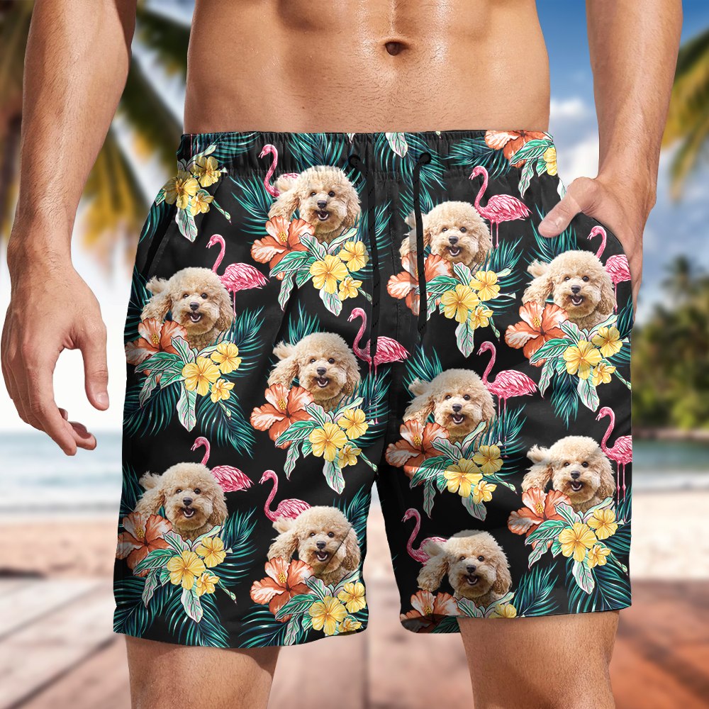 Custom Funny Photo Dog Flamingo Beach Short Summer Gift For Dog Lovers HA75 892454
