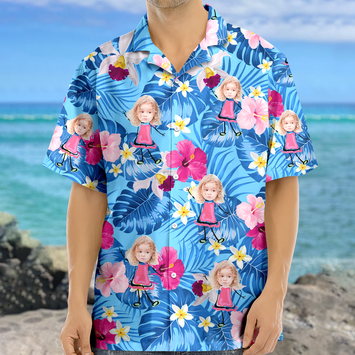 Custom Photo Funny Kids Personalized Hawaii Shirt Gift  For Family Members HA75 892082