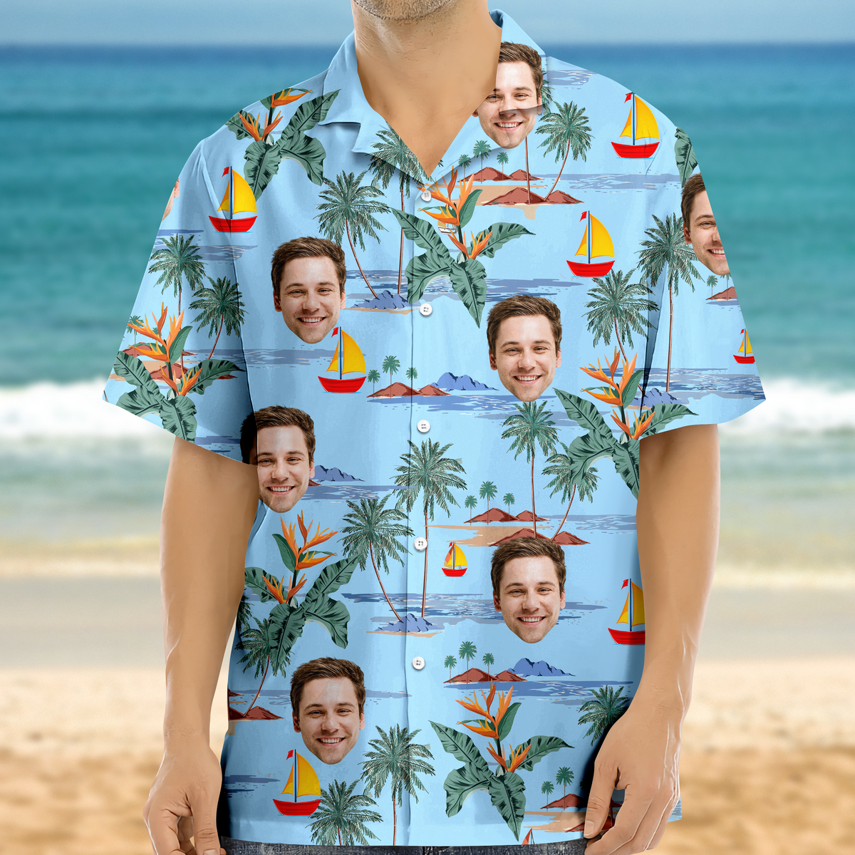 Custom Human Face Tropical Summer Vibe Hawaii Shirt LM32 893339