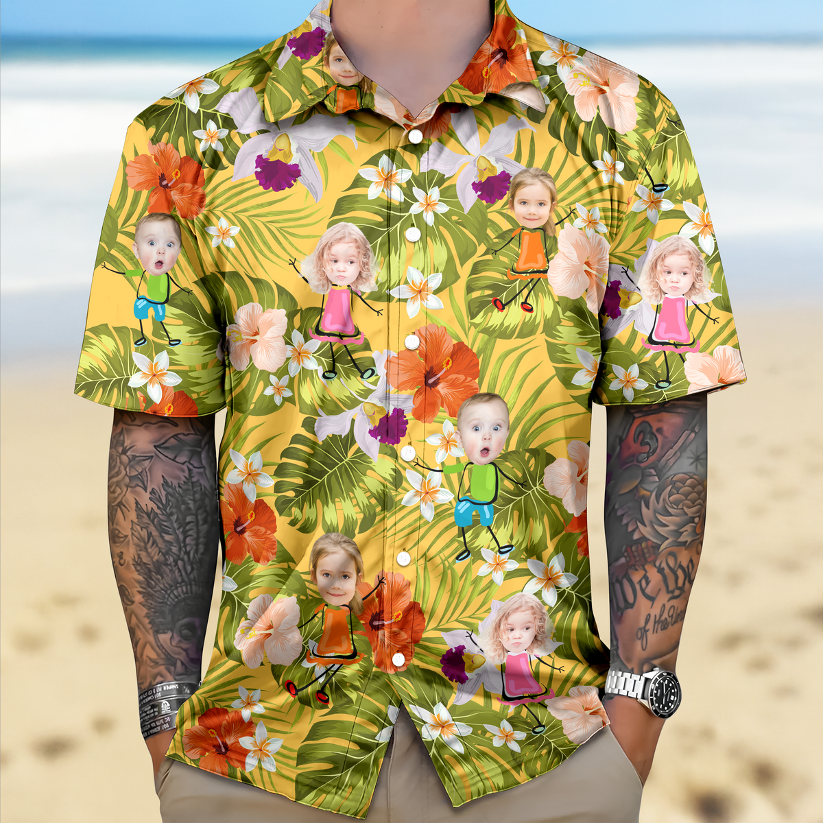 Custom Photo Funny Kids Personalized Hawaii Shirt Gift  For Family Members HA75 892082