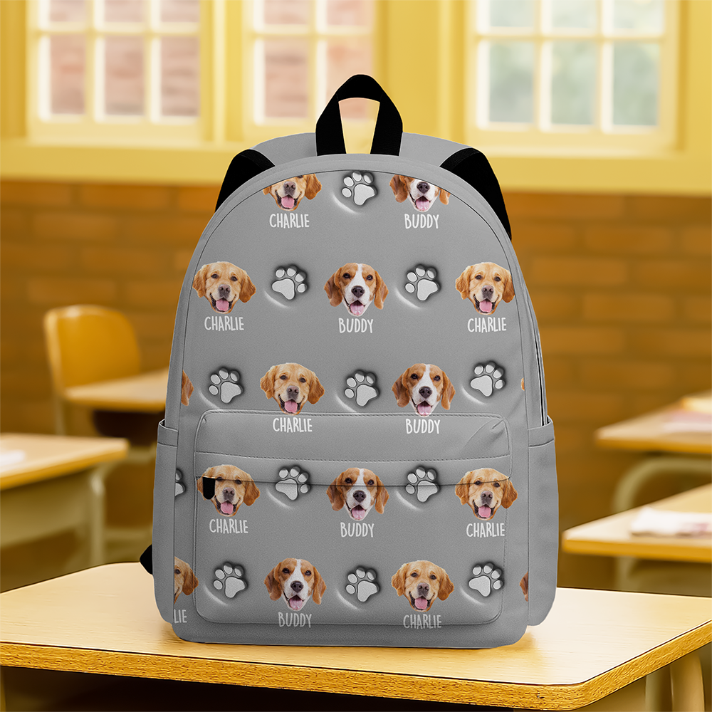 Custom Dog Face And Paw - Personalized Custom 3D Inflated Effect Backpack CH07 911152