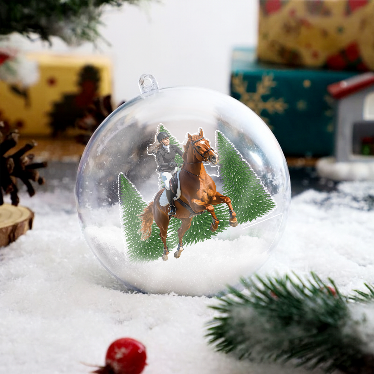 Custom Photo Horses Riding - Personalized 3D Ball Ornament For Family HA75 898060