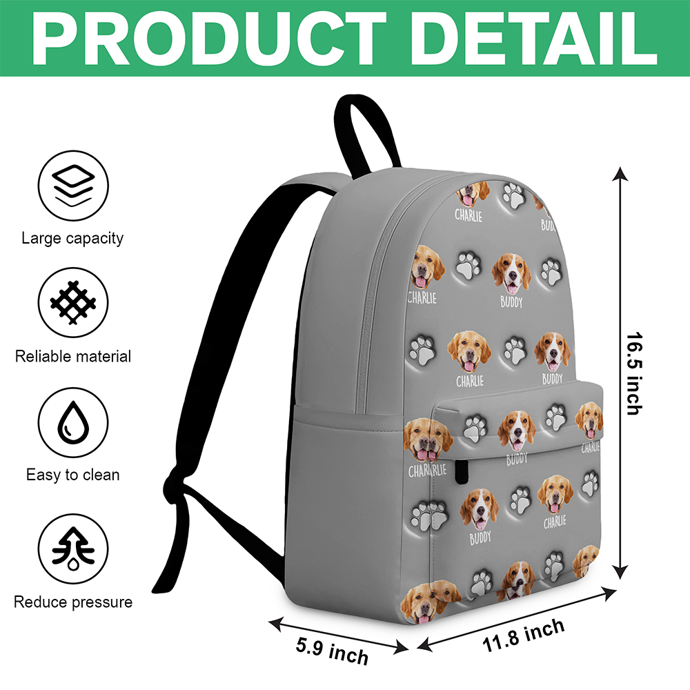 Custom Dog Face And Paw - Personalized Custom 3D Inflated Effect Backpack CH07 911152