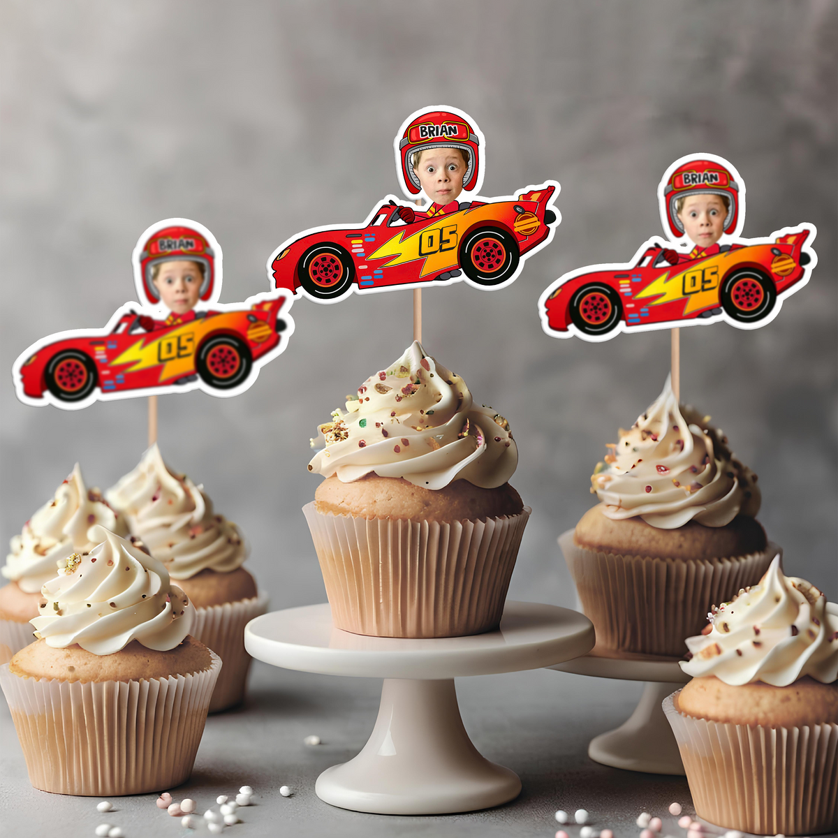 Custom Kid Face Car Toys Decoration Cupcake Toppers HA75 892000