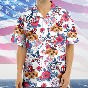 Custom Pet Photo Best Dog Dad Ever - Personalized Independence Day Hawaiian Shirt CH07 895774