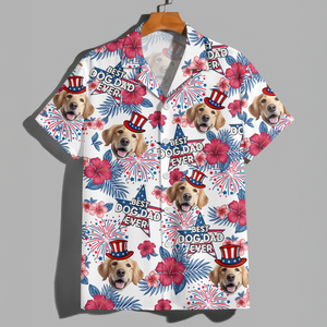 Custom Pet Photo Best Dog Dad Ever - Personalized Independence Day Hawaiian Shirt CH07 895774