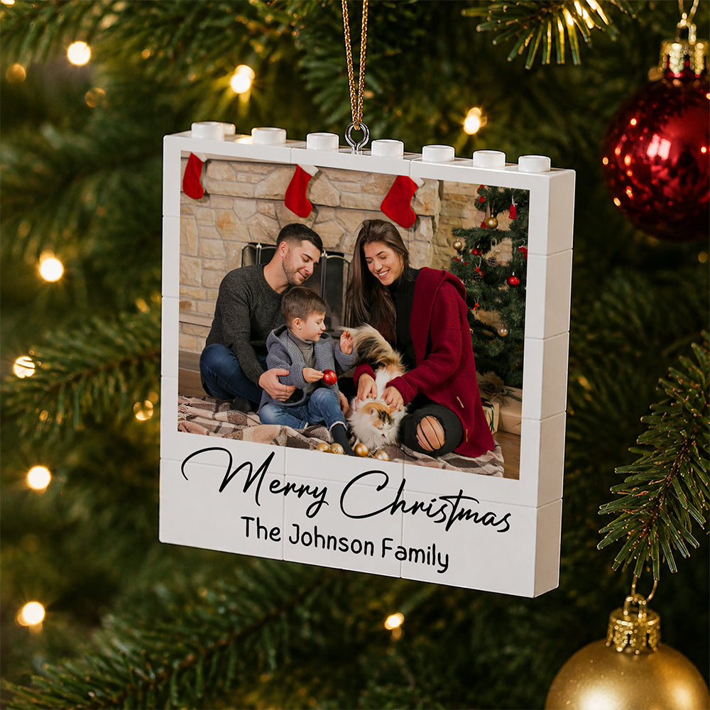 Custom Photo Merry Christmas Building Blocks Ornament TH10 170647