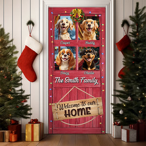 Welcome To Our Home Peeking Pets Door Cover Personalized Gift For Dog Lovers HO82 900242