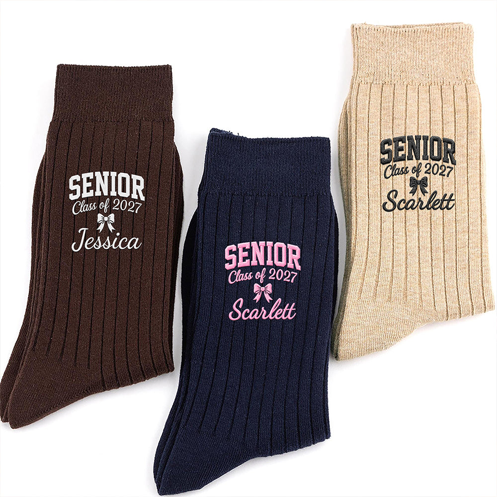 Personalized Name Senior - Class of 2027 Embroidered Socks HA75 922096