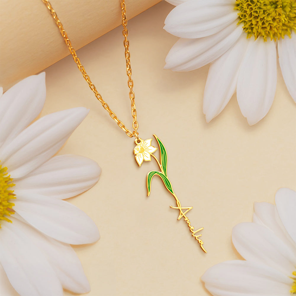 Personalized Special Flower Graceful Shape Necklace For Mother's Day LM32 893417
