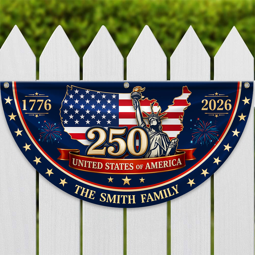 Custom Family Name 250 United States Of America 1776-2026 Non-Pleated Fan Flag CH07 911902