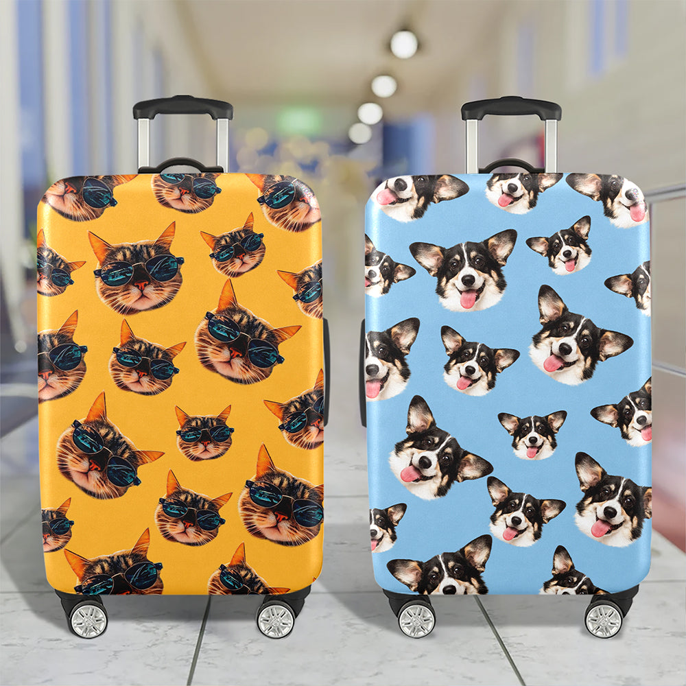 Custom Pet Face Luggage Cover, Personalized Travel Gift For Dog & Cat Lovers LM32 669793