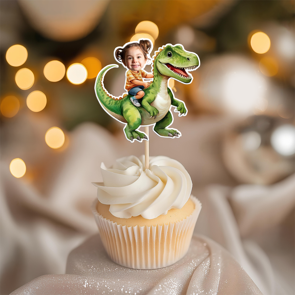 Custom Dinosaur Face Cupcake Toppers Dinosaur Birthday Decor HA75 892114