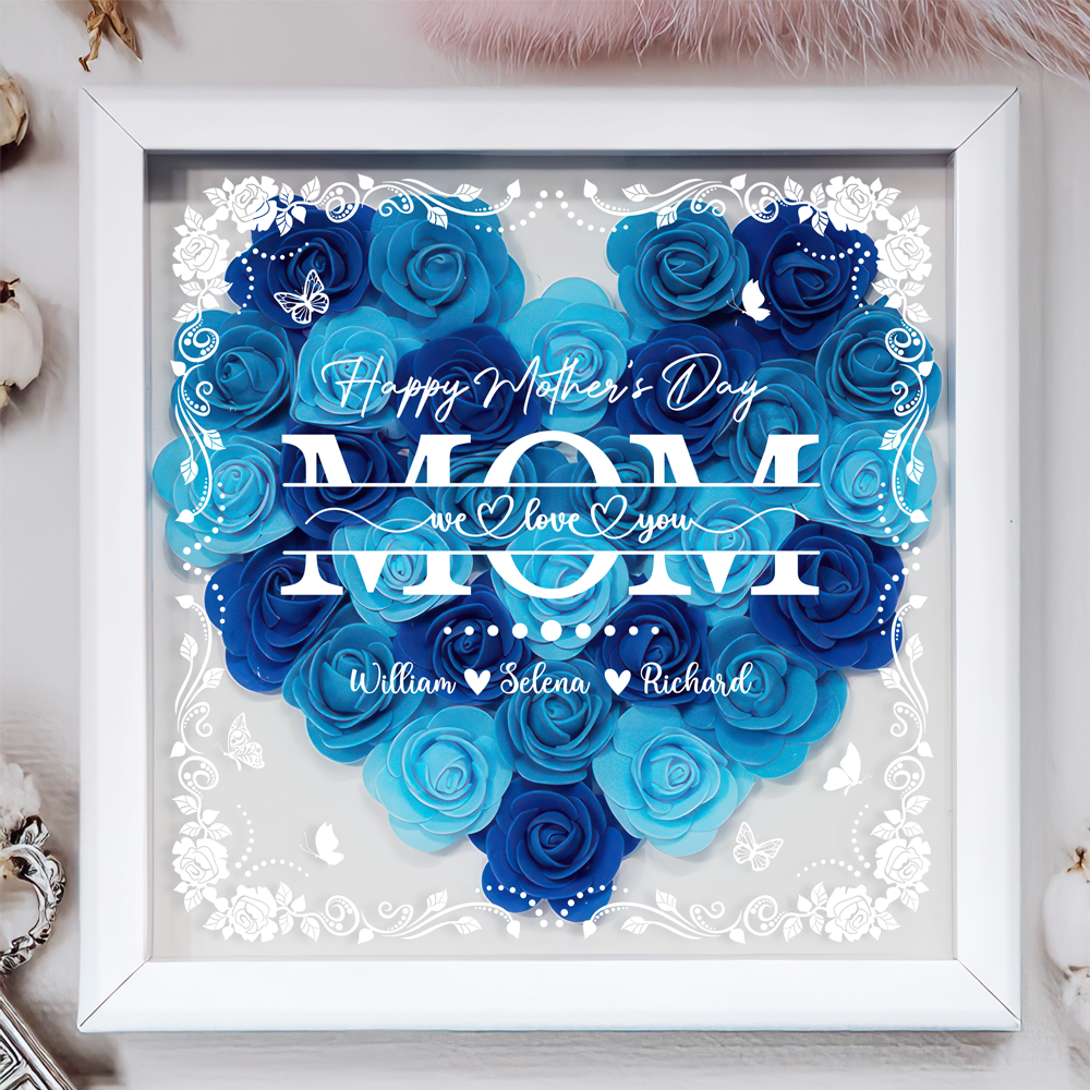 Custom Photo Mom We Love You Heart Flower Shadow Box HO82 893614