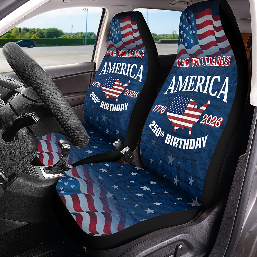 Custom Name US 250 Birthday 1776-2026 Car Seat Cover HO82 901990