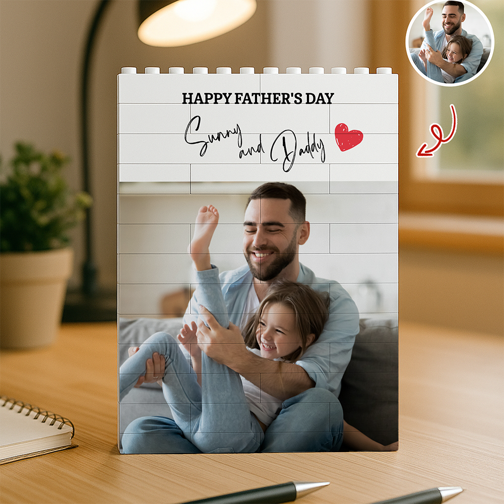 Custom Photo Happy Father's Day Building Brick Blocks Gift For Dad, Grandpa HA75 921502