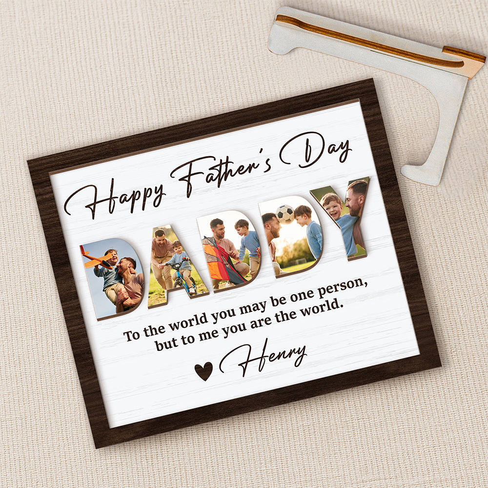Upload Photo Happy Father's Day 2-Layered Wooden Plaque With Stand HA75 892516