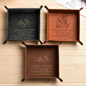 Personalized Name We Can't Wait To Play With Dad Leather Valet Tray LM32 893571