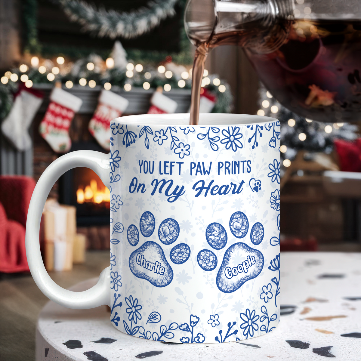 You Left Paw Prints On My Heart - Personalized Memorial Mug For Dog And Cat Lovers CH07 896996
