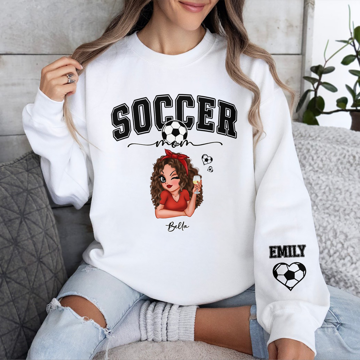 Personalized Name Soccer Mom Sleeve Printed Sweatshirt For Sport Players LM32 895807