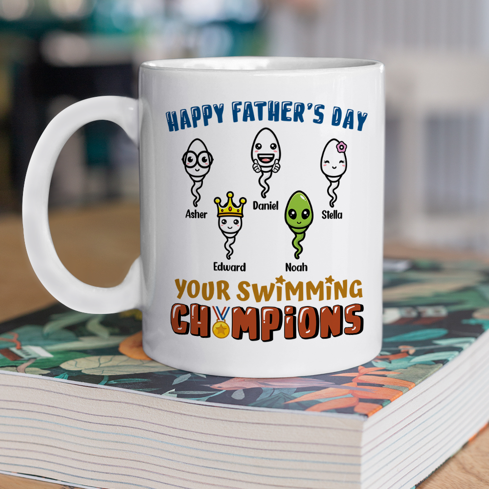 Happy Father's Day Your Swimming Champion Personalized White Mug Funny Father's Day Gift CH07 895360