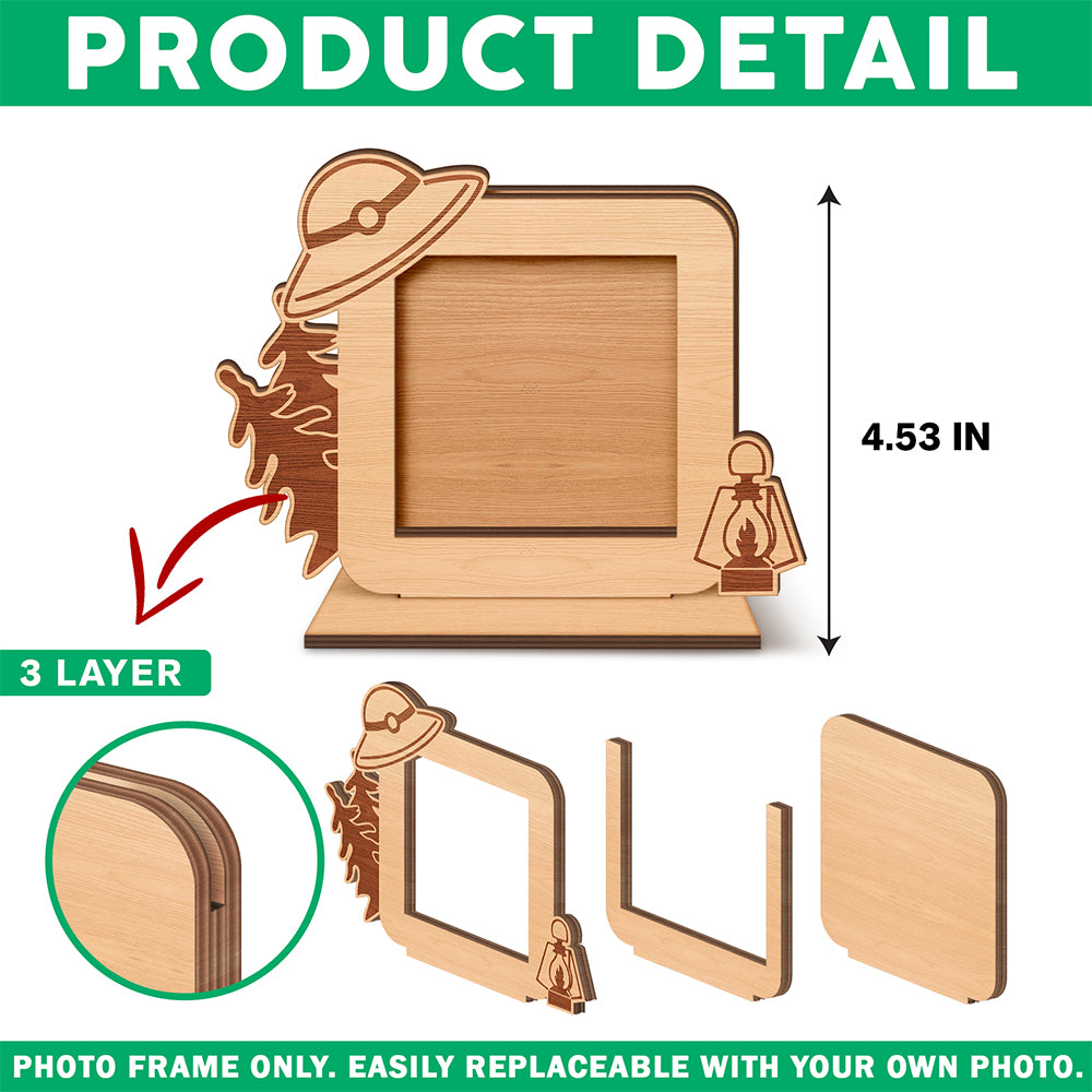 Camping Wooden Photo Frame – Replaceable Picture Vacation Frame HA75 892758