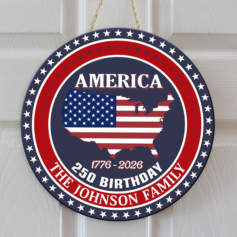 Custom Name America 250 Birthday 1776-2026 Personalized Door Sign HA75 898482