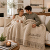Custom Couple Name Embroidered Knit Throw Blanket, Personalized Wedding Gift, Anniversary Gift CH07 180106