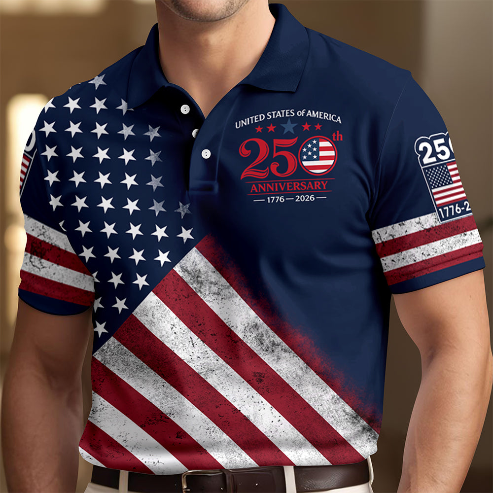 United Stated Of America Anniversary 250th 1776–2026 Anniversary Patriotic Polo Shirt HO82 902788