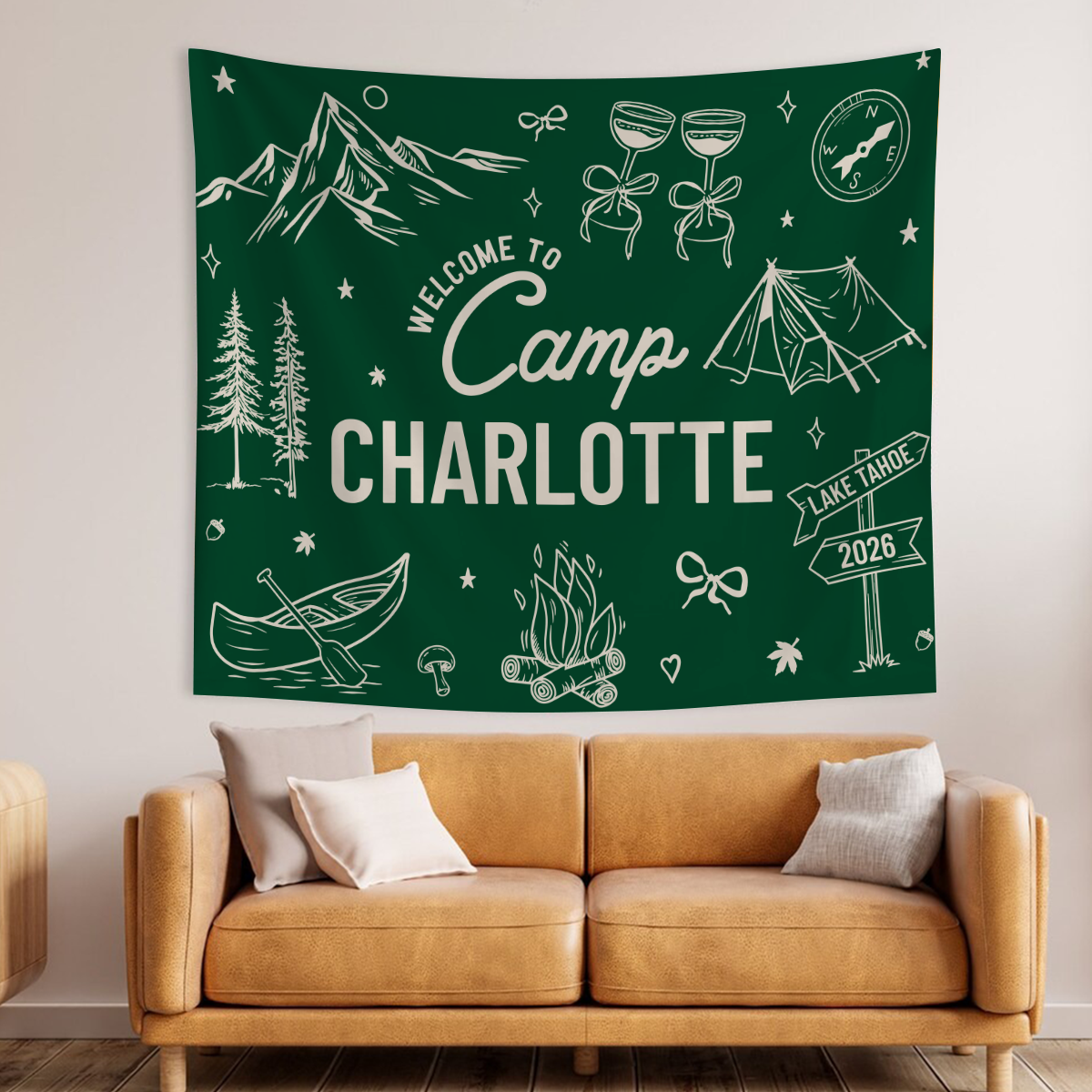 Custom Name Welcome To Camp Tapestry Banner - Personalized Gift For Camping Lovers HO82 902960