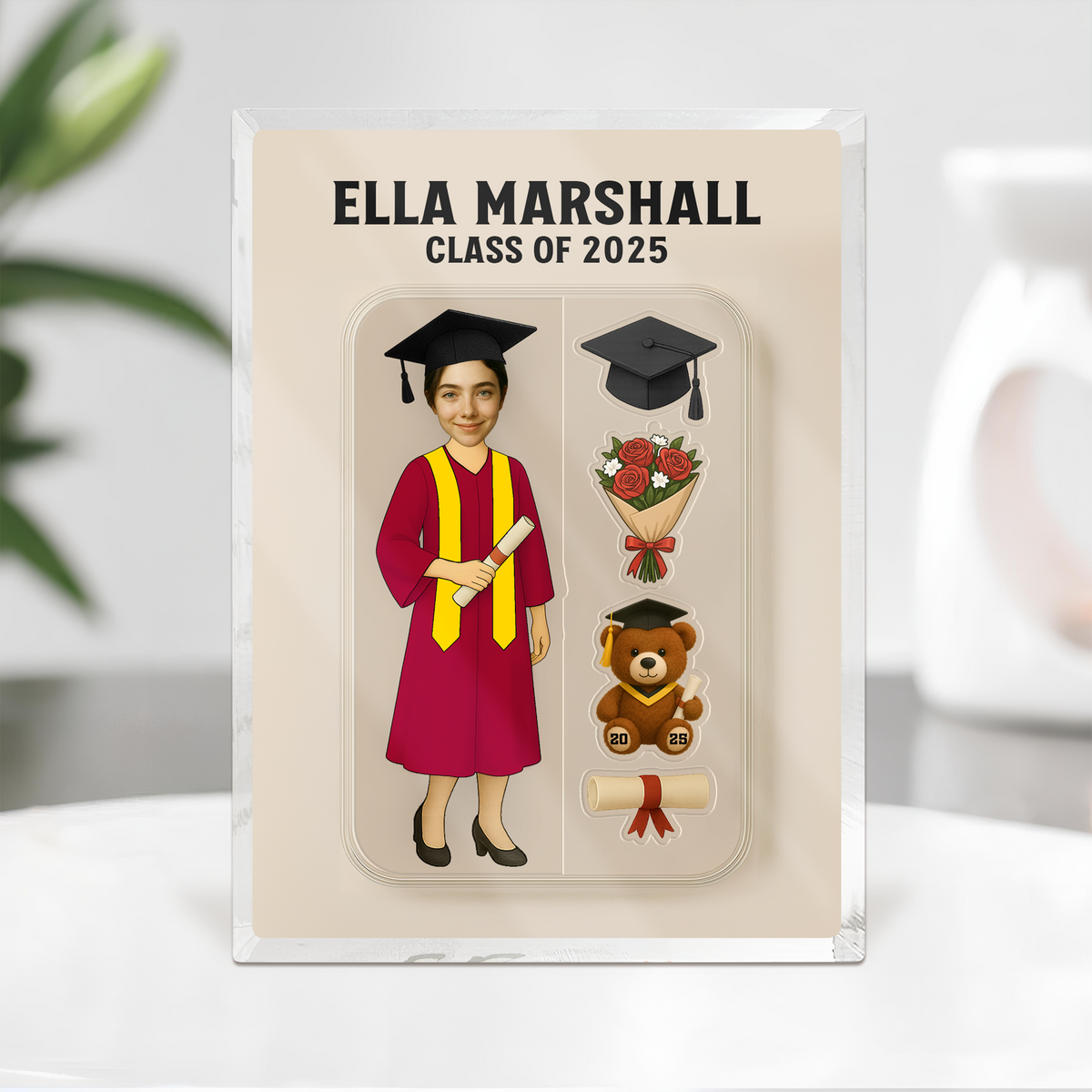 Custom Face Figure Acrylic Block Plaque, Unique Keepsake, Graduation Gift HA75 892330