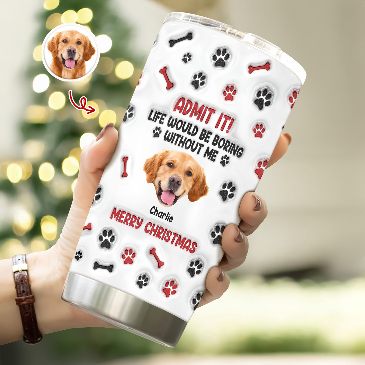 Custom Photo Admit It Paw Personalized 3D Inflated Effect Tumbler TH10 894365