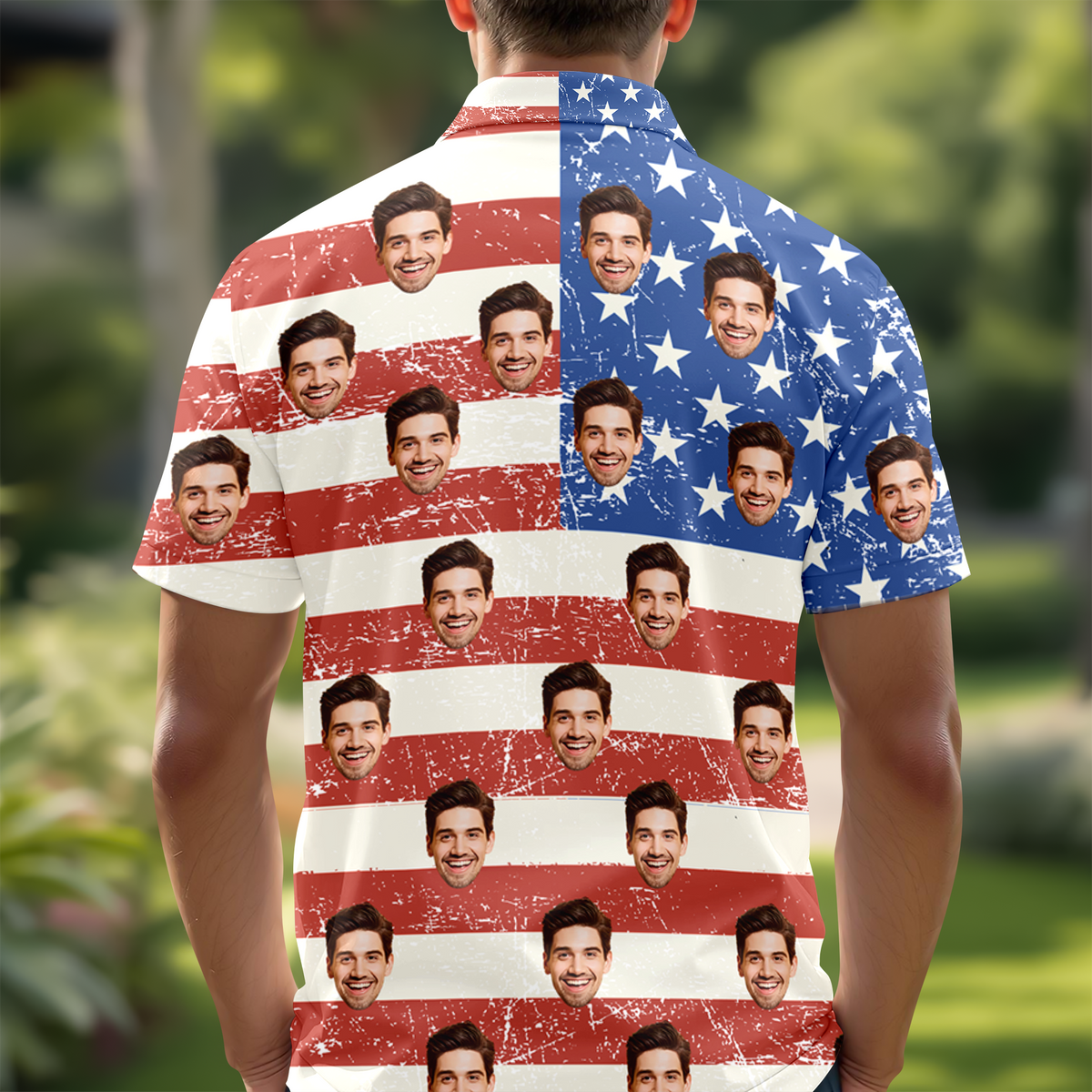 Custom Funny Face US Flag Golf Polo Shirt Gift For Golfer, Golf Lovers HA75 898686