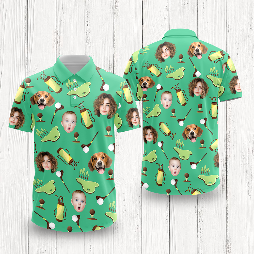 Custom Face Golf Polo Shirt Gift For Golfers, Gift For Dad, Husband HA75 898688