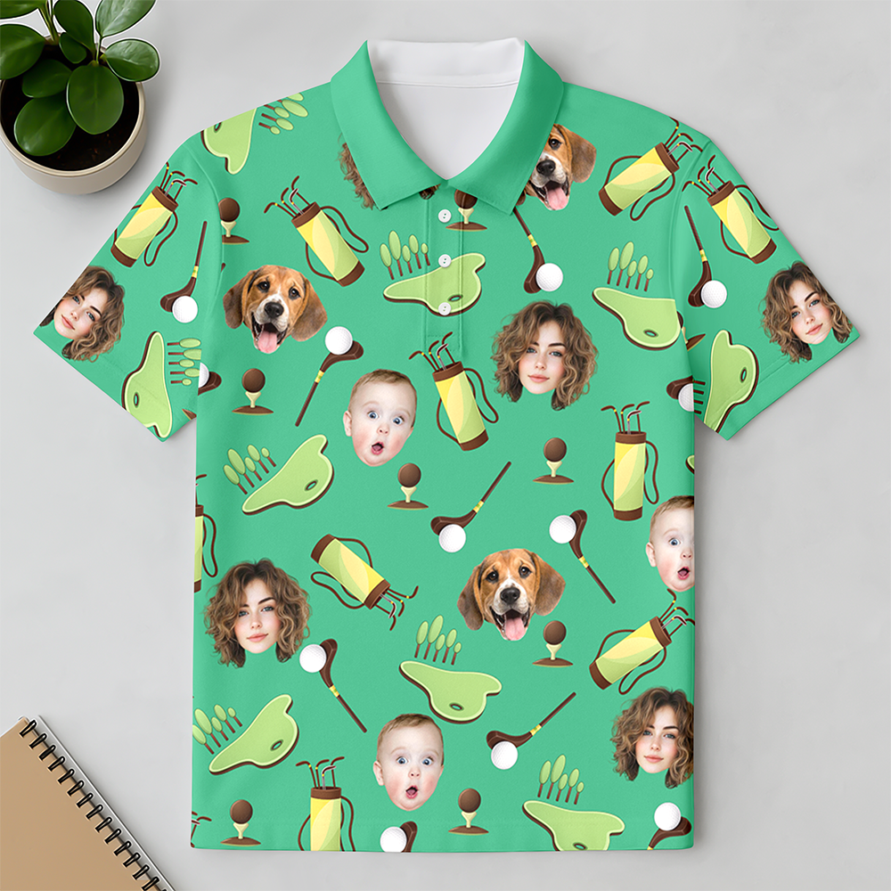 Custom Face Golf Polo Shirt Gift For Golfers, Gift For Dad, Husband HA75 898688