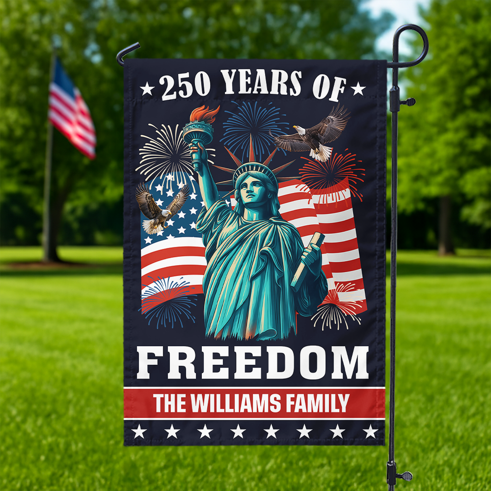 Custom Family Name 250 Years of Freedom American Garden Flag Patriotic Independence Day Decor CH07 899572