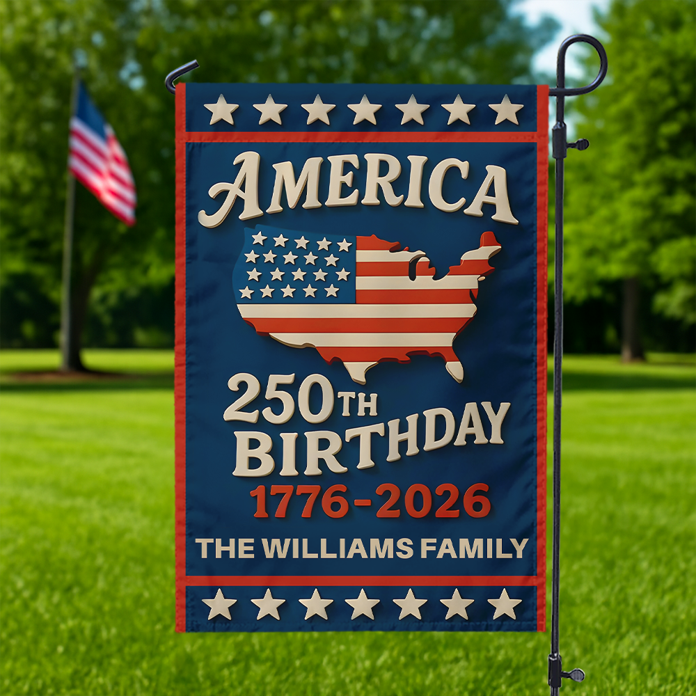 Custom Family Name Happy America 250th Birthday Garden Flag CH07 899598