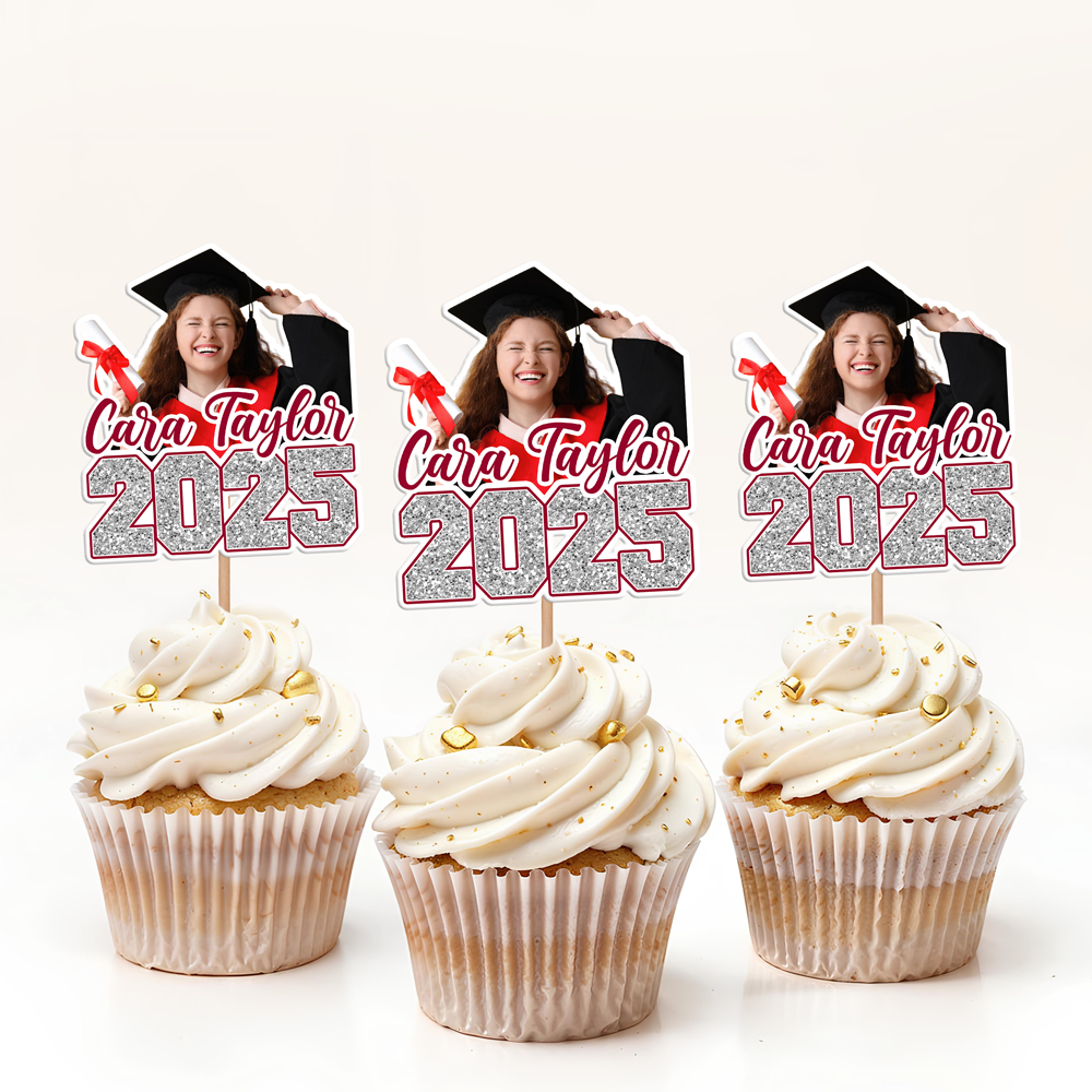 Custom Photo Class of 2025 Graduation Decoration Cupcake Toppers HA75 891996