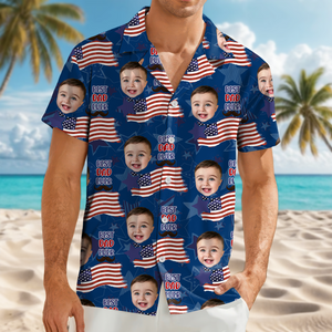 Custom Photo Best Daddy Ever America Flag Hawaiian Shirt Independence Day Gift CH07 895690