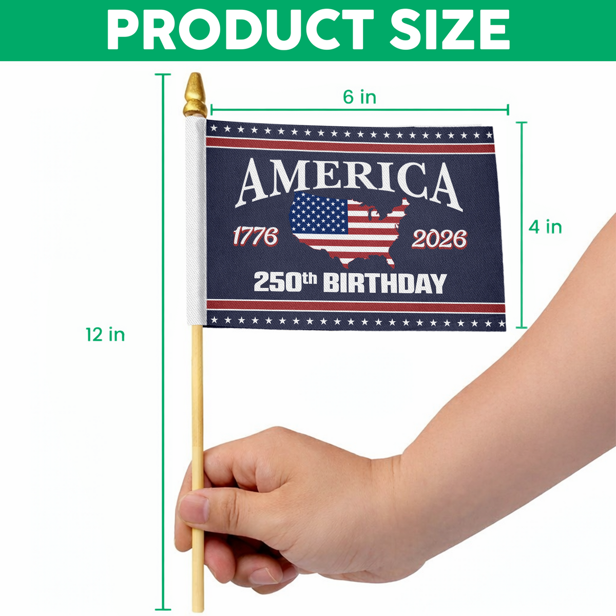 250 Birthday America 1776-2026 Handheld Flag HA75 898854