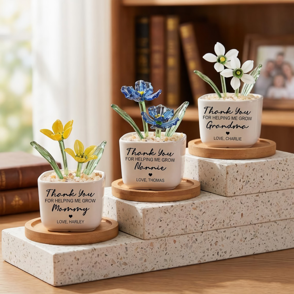 Personalized Tulip Glass Flower Pot - Unique Birthday Gift For Mother, Happy Mother's Day HA75 920800