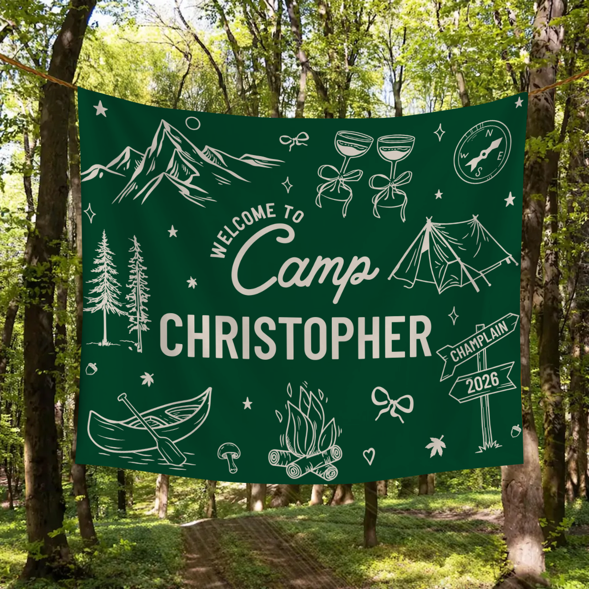 Custom Name Welcome To Camp Tapestry Banner - Personalized Gift For Camping Lovers HO82 902960