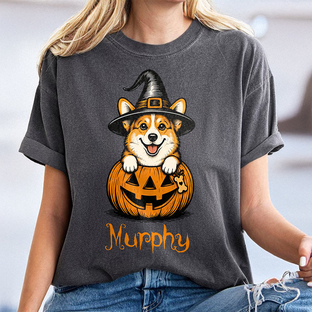 Custom Dog Breeds Halloween Dog Confort Cute Dog Witch Pumpkin Puppy Shirt CH07 180174